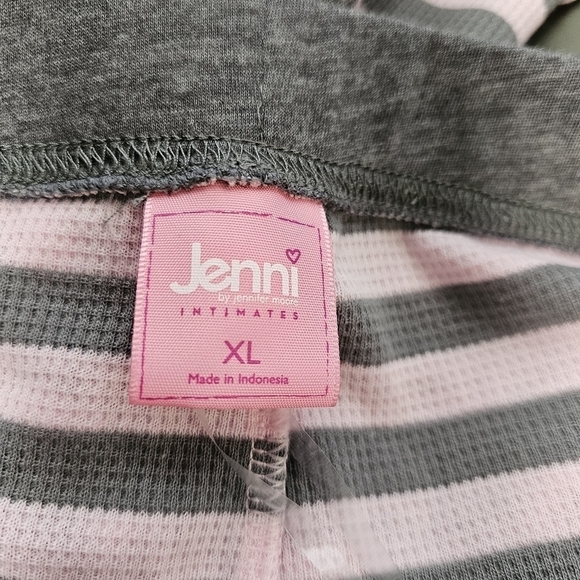 Jenni Intimates Jogger Pajama Bottoms Waffle Knit Gray and Pink Size XL - Picture 3 of 4